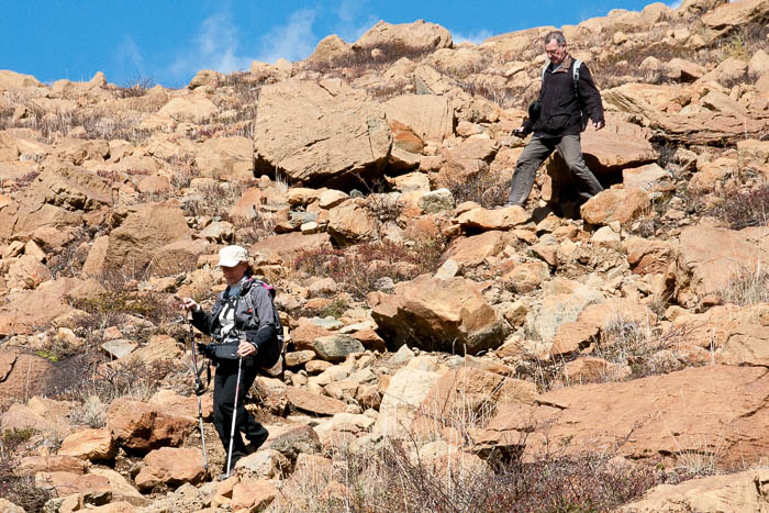 Descente dans les cailloux