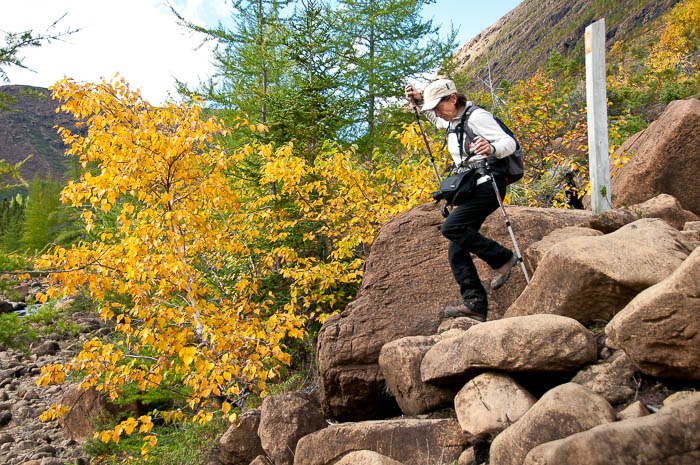 Descente dans les cailloux