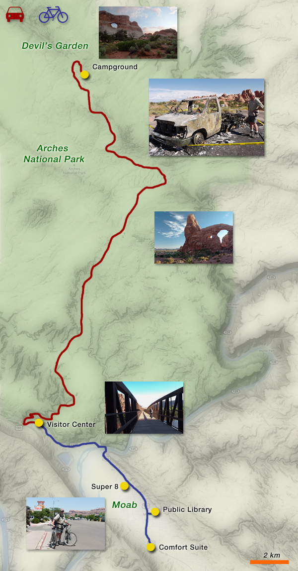 carte de Moab et de Arches NP