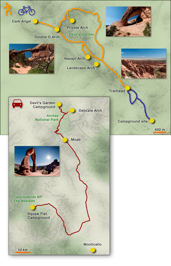 carte d'Arches NP et des Needles à Arches